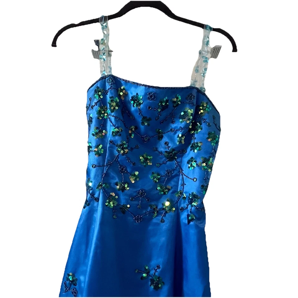 Vestido largo vintage años 90 Y2K Morgan And Co para mujer 9-10 Fairycore corsé lentejuelas Foto 3 de 4