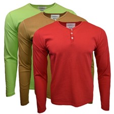 Men's Henley-Slim Fit-3 Button Henley Long sleeve -100 Cotton-NEW.