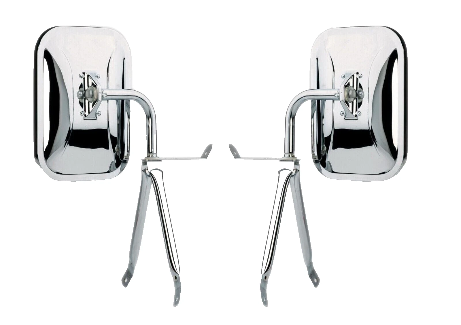 UNIVERSAL TRUCK PICKUP VAN TOWING CHROME STEEL DOOR MIRRORS 3 POINT MOUNT PAIR