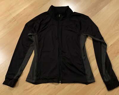 Women s size XL Tek Gear active jacket track jacket Black  & Gray Zip Up