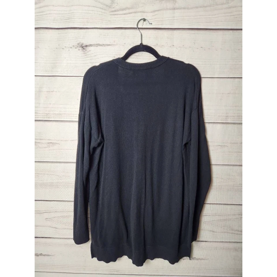 Женский кардиган Pure Energy свитер из черной нейлоновой смеси с длинным рукавом с V-образным вырезом плюс X - Изображение 2 из 4