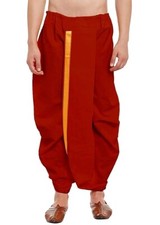 Men's Ethnic Pure Cotton Readymade Dhoti With Golden Lace Wedding Puja Festival