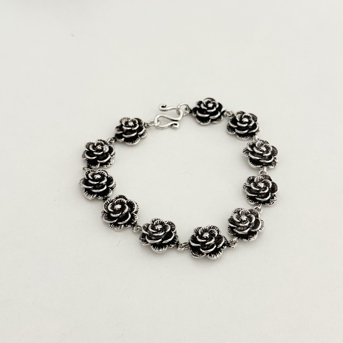 Silver 925 Rose Flower Design ブローチ Large Rose Flower Ring STERLING SILVER 925 Massive Rose Floral