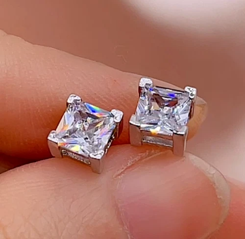 Princess cut diamond clearance earrings white gold