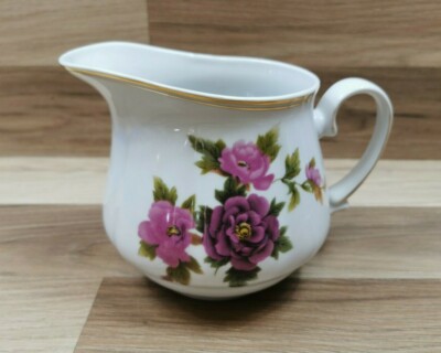 Vintage JRJS Cluj Romania rosa Blumenmuster großer Wasser-/Puddingkrug 