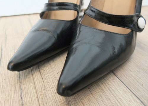 Alba Moda Gorgeous Leather Court Shoes Size 39 Top Black/White - Picture 3 of 7