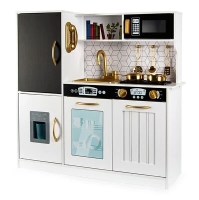 LEOMARK Holz-Spielküche White MEMO mit Beleuchtung - Kinderspielzeug mit Zubehör