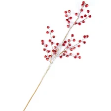 Pack of 2 Mini Metallic Red Jingle Bells on Snowy Twig 27" Sprays