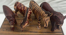 Vintage Wooden Hand Carved Hand Painted Animals Lot Of 4 -2" tall
