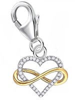 Zirkonia Herz Charm 925 Sterling-Silber Herren Damen AnhäNger FüR Armband
