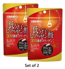 ORIHIRO Hyaluronic Acid + 30x Collagen Supplement 30 Tablets × 2 Packs - Japan