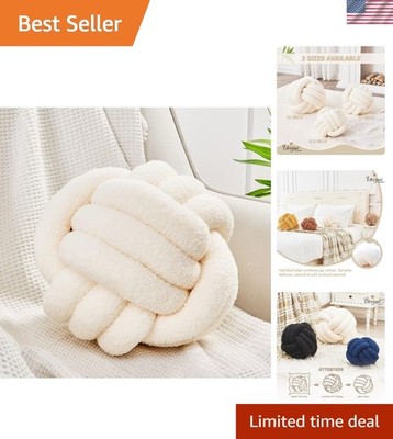 Elegant Handmade Knotted Pillow - Soft Round Cushion for Indoors & Outdoors
