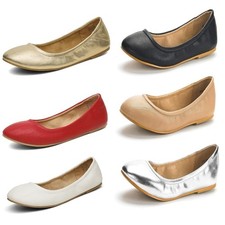 Women Ballerina Ballet Flats Round Toe Slip On Comfortable Walking Flat Shoes