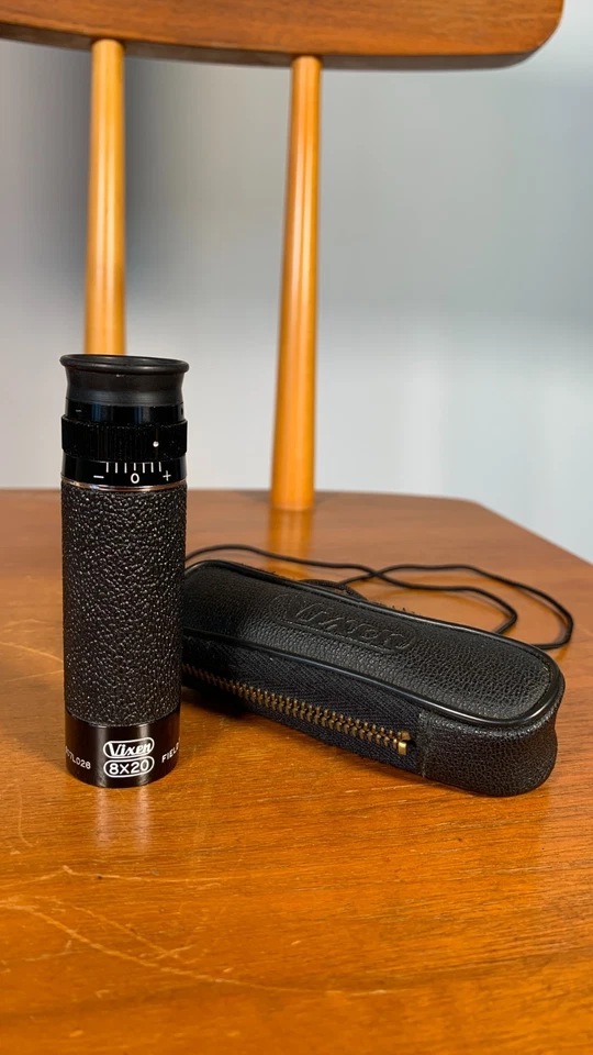 Vixen 8x20 Monocular Field 7.2 Compact Black Leather Case Travel Vintage - Image 2 of 4
