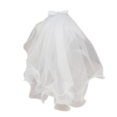 Charm Wedding Ceremony Veil Two Layered Bowknot Bride Veil for Engagement Event
