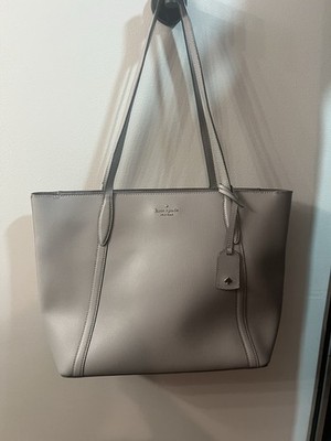 kate spade new york Gray Pebbled Tote Shoulder Bag Inner Pockets Charm