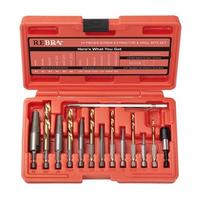 REBRA Screw Extractor and Left-Hand Drill Bit Set, Easy Out Broken One Size