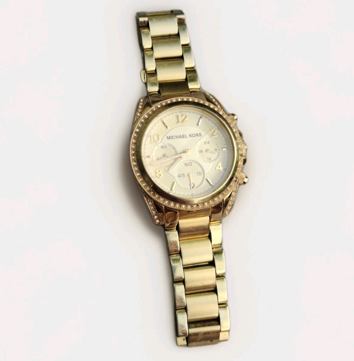 Michael Kors Ladies Blair Gold Tone Diamanté Chronograph Watch - MK5166