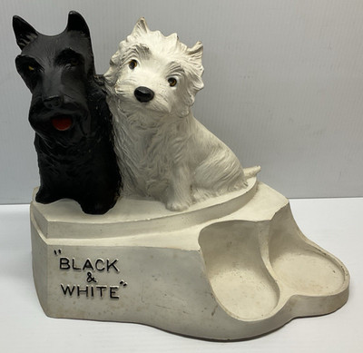 RARE Black & White Scotch Whisky Scottie Dogs Advertising Double Bottle Display