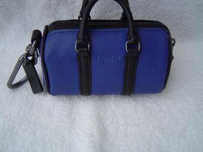 NEW AUTHENTIC COACH SPORT BLUE LEATHER MICRO VENTURER DUFFLE KEY FOB #C6961