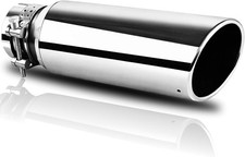 Universal 3 Inch Inlet Exhaust Tip, 4" Outlet, 12" Long Silver Professional Tail