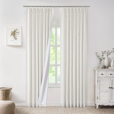 Bailey Full Blackout Curtain Panels - Modern Linen Drapes, 40''x112'' (2-Pack)