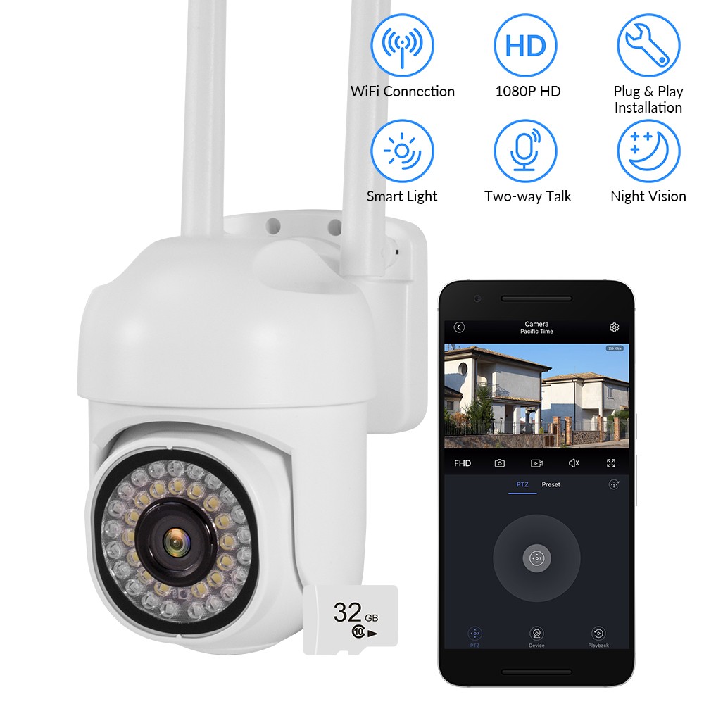 KERUI Home Camera Security System Night Vision 1080P 2MP Outdoor +32G Card