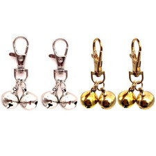 DIY Pet Bells 304 Stainless Steel Dog Bells 4 pcs Gold and Silver Bell Traini...