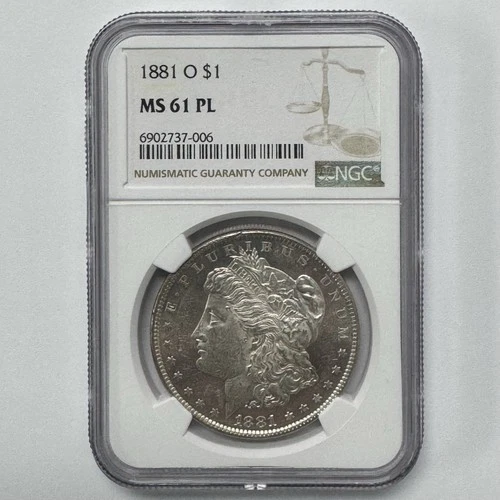 1881-O Morgan Silver Dollar NGC MS61 PL Prooflike New Orleans $1 Mirror Surfaces