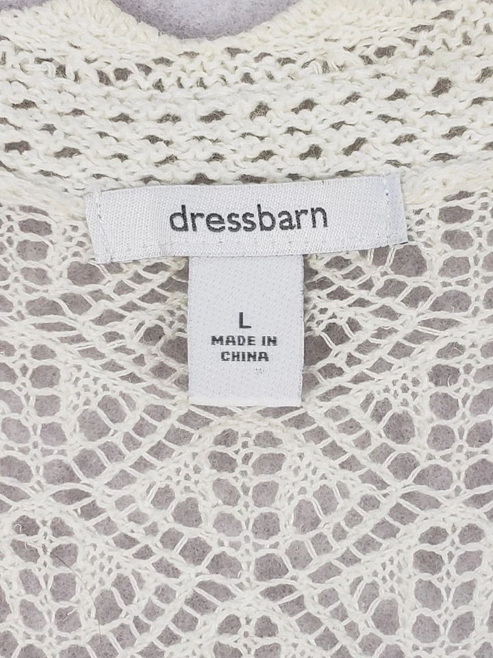 Dressbarn Lace Shrug Cardigan Ivory L Long Sleeve Open Lightweight Layer - Image 3 of 4
