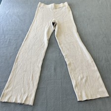 Abercrombie Fitch Womens Small Beige Ribbed Knit Flare Pants Pull on Stretch