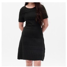 Gap Womens Short Sleeve Sweater Dress Size Small Cotton Black Fall Preppy NEW