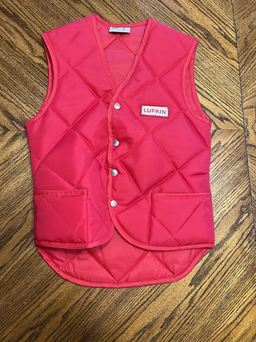 Vintage 1980s Lufkin Tools Red Puffer Vest Sz S