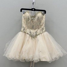 Mori Lee Gardner Prom Bride Mini Sequin Princess Tulle Dress Gown Corset Sm