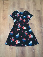 Vince Camuto Size 4 Short Sleeve Coral Black Fit & Flare Floral Dress Knee Lengt