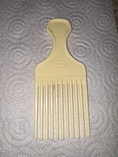 Vintage Goody Hair Pick Plastic Light Yellow Crocodile Textured 6.5" USA