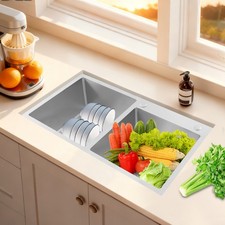 Drop in Kitchen Sink, Stainless Steel Sink, Dual Bowl Kitchen Sink 31.5 17.72 In