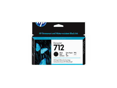 HP 712 80-ml Black DesignJet Ink Cartridge, 3ED71A