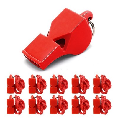 Emergency Whistles with Lanyard 10 Pack Red Safety Whistle for Lifeguard Outd...