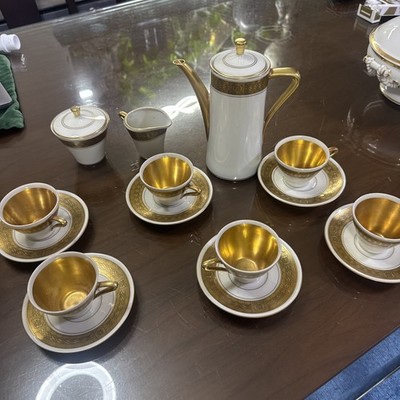1950 Art Deco KM BAVARIA 22K  Neoclassical DEMITASSE COFFEE TEA SET 17 Pcs Mint