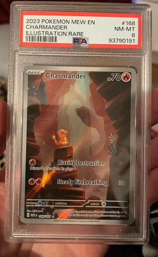 2023 POKEMON MEW EN-151 ILLUSTRATION RARE #168 CHARMANDER PSA 8