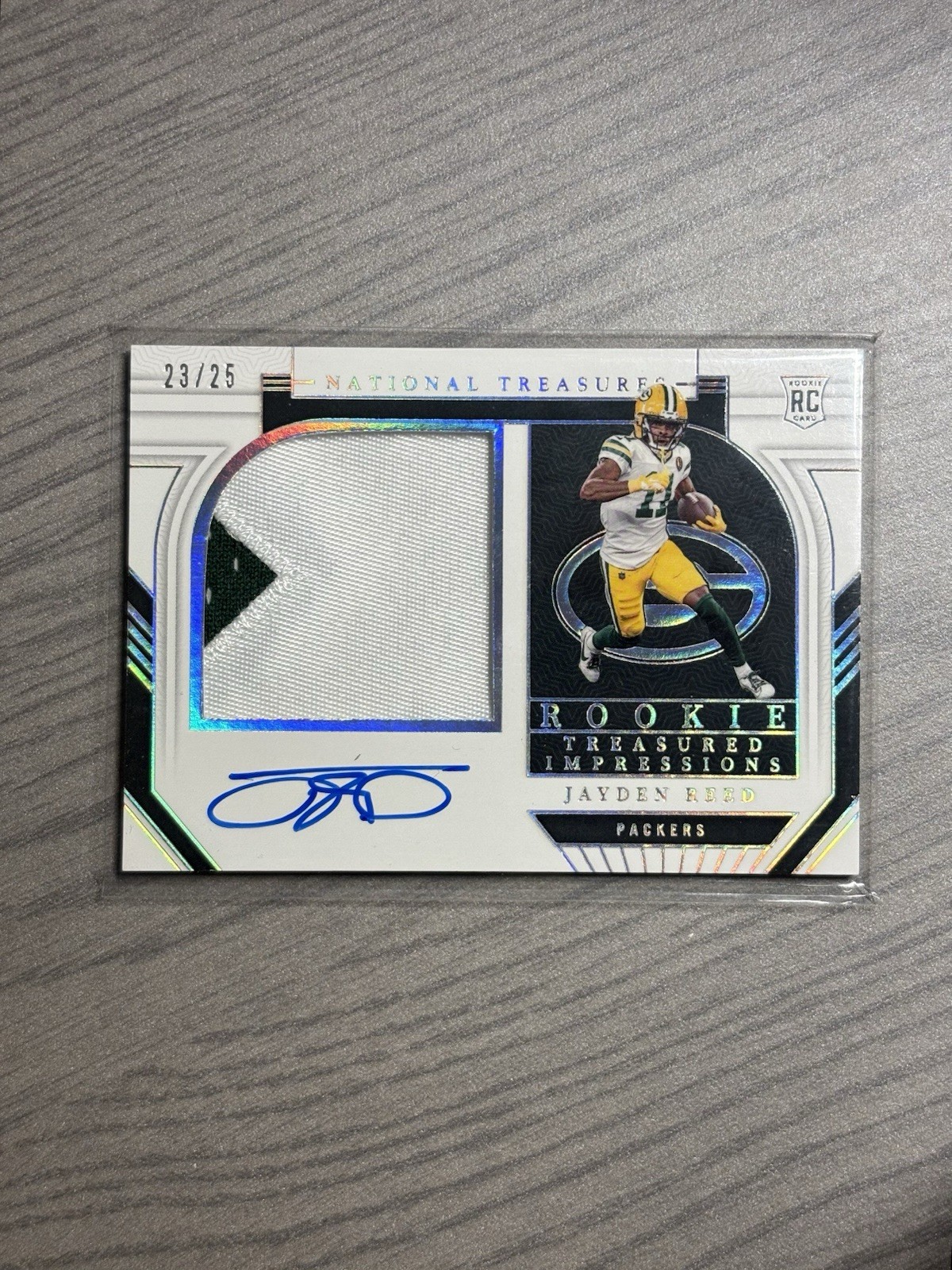 Jayden Reed Panini National Treasures Rookie Treasured Impressions Autographs #JRD Holo Silver