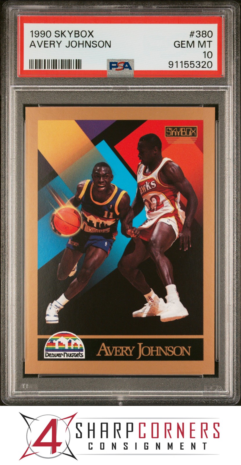 1990 SKYBOX #380 AVERY JOHNSON RC NUGGETS PSA 10