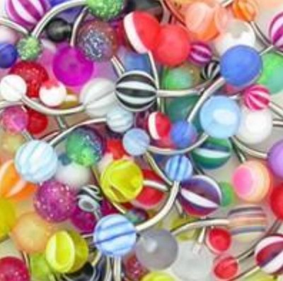 14g 7/16 100PCS Mix Color UV Acrylic Belly Navel Barbell Rings I Lose U Gain