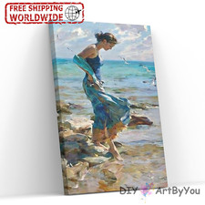 Paint By Numbers Canvas Art Draw Artist Poster Oil Kit Home Decor Beach Walk