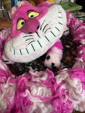 Disney Pink Cheshire Cat Plush Long Fluffy Boa Long Tail Alice in Wonderland