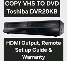 Toshiba DVR20KB Copy VHS to DVD HDMI Output VHS DVD Recorder New Remote & Guide