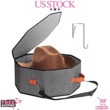 NEW Hardboard Cowboy Hat Storage Box 1-Door Hat Organizer Travel Gray