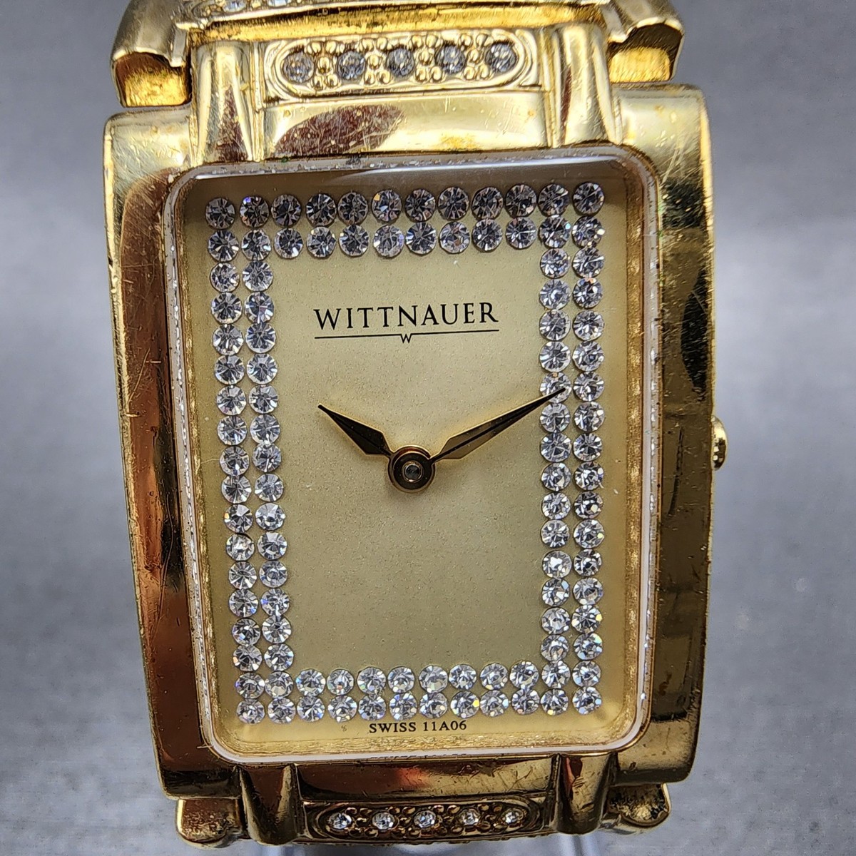 Wittnauer Tank Watch Men 25mm Champagne Dial Gold Tone 