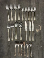 Cambridge Stainless Flatware Allure Gold Accent Forks Spoons Knives 22 Piece Lot